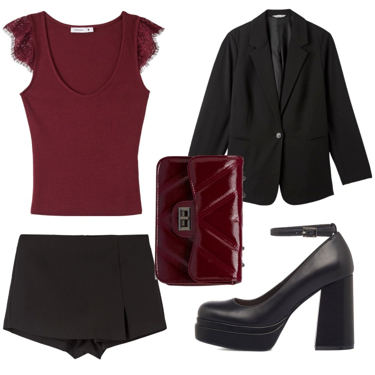 Outfit donna - Terranova:Speciale halloween. Stile Casual chic per Serata fuori. Abbinamento con gonne, canottiere, blazer, décolleté, borse a tracolla.