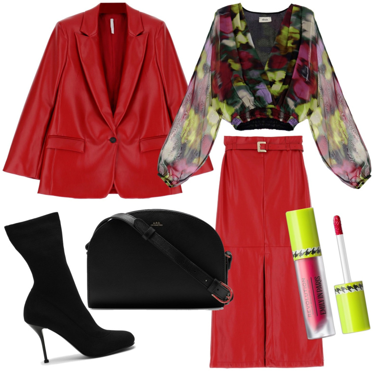 Outfit donna - A cena. Stile Casual chic per Serata fuori. Abbinamento con rossetti, gonne lunghe, cappotti, camicie, borse a tracolla, stivali.