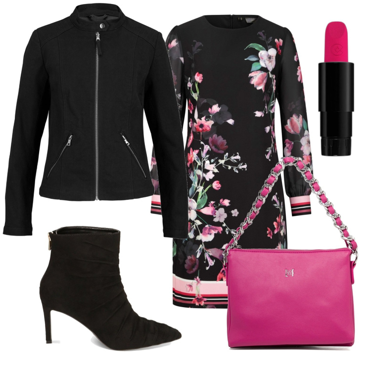 Outfit donna - Total look #1749233. Stile Chic per Serata fuori. Abbinamento con vestiti, cappotti, rossetti, stivaletti, borse a tracolla.