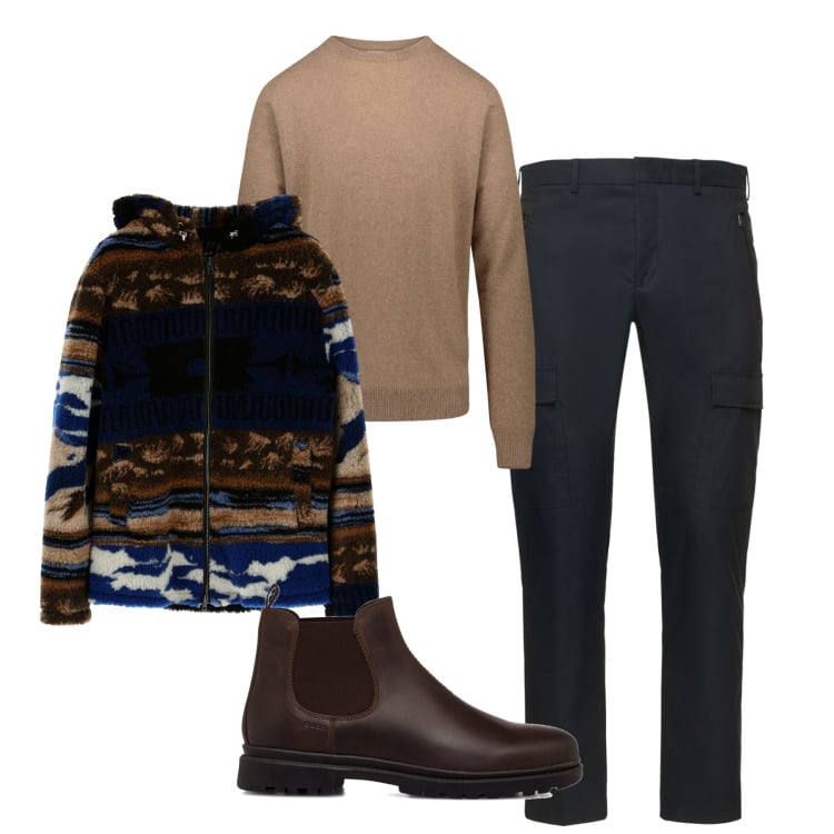 Outfit uomo - Città tutta per me. Stile Urban per Tutti i giorni. Abbinamento con cappotti, stivali e stivaletti, maglieria, pantaloni cargo.