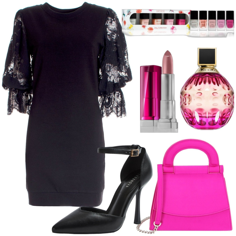 Outfit donna - La mia serata speciale. Stile Sexy per Serata fuori. Abbinamento con rossetti, profumi, smalti, décolleté, vestiti, borse a mano.