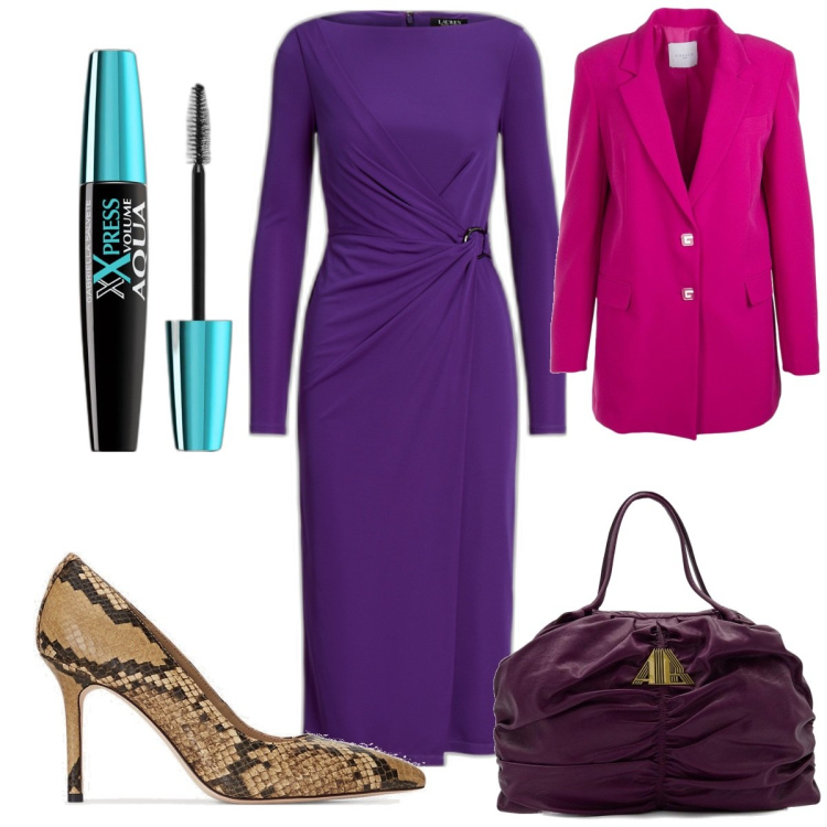 Outfit donna - Il tubino glamour. Stile Glamour per Serata fuori. Abbinamento con mascara, vestiti a tubino, décolleté, giacche, borse a mano.