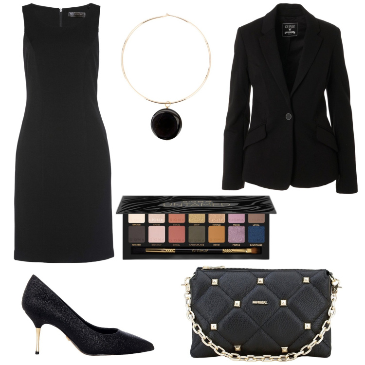 Outfit donna - Di classe, col tubino!. Stile Bon Ton per Cerimonia. Abbinamento con vestiti a tubino, ombretti, décolleté, pochette, ciondoli, giacche.
