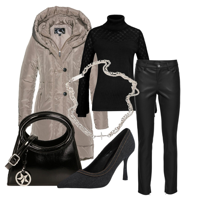Outfit donna - Ghost outfitter - ottobre. Stile Casual chic per Ufficio. Abbinamento con blazer, maglieria, pantaloni, décolleté, borse a spalla, collane.
