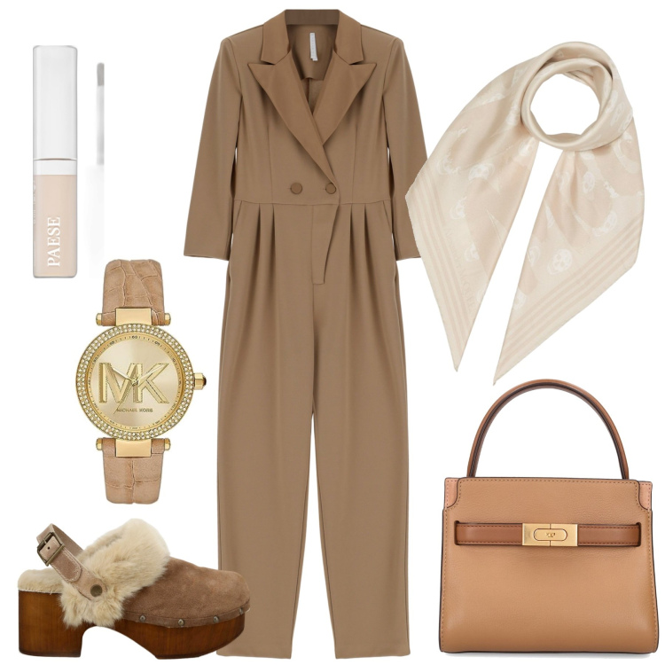 Outfit donna - La tuta. Stile Casual per Tutti i giorni. Abbinamento con correttori, tute, sabot, orologi, foulard, borse a mano.