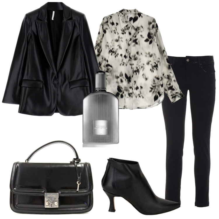 Outfit donna - Giacca in similpelle. Stile Rock per Serata fuori. Abbinamento con borse a mano, profumi, jeans skinny, cappotti, camicie, stivaletti.