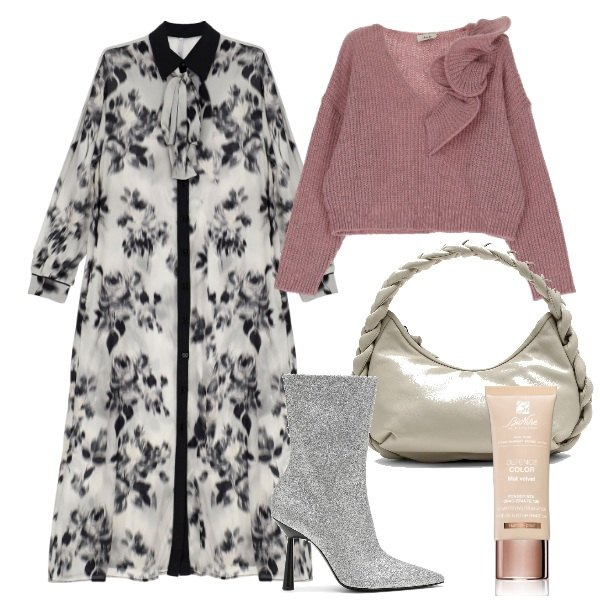 Outfit donna - Total look #1750322. Stile Glamour per Serata fuori. Abbinamento con fondotinta, vestiti midi/longuette, maglieria, stivaletti, borse a mano.