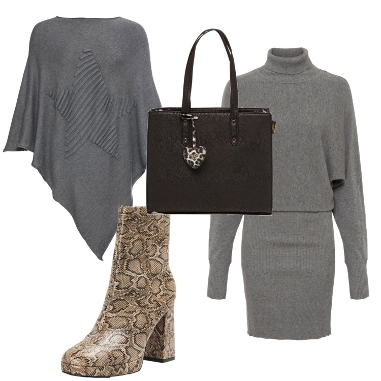 Outfit donna - Total look #1750789. Stile Trendy per Tutti i giorni. Abbinamento con vestiti, cappotti, stivaletti, borse a spalla.