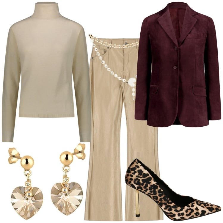 Outfit donna - Total look #1750817. Stile Casual per Tutti i giorni. Abbinamento con pantaloni capri, décolleté, cinture, pullovers, blazer, orecchini.