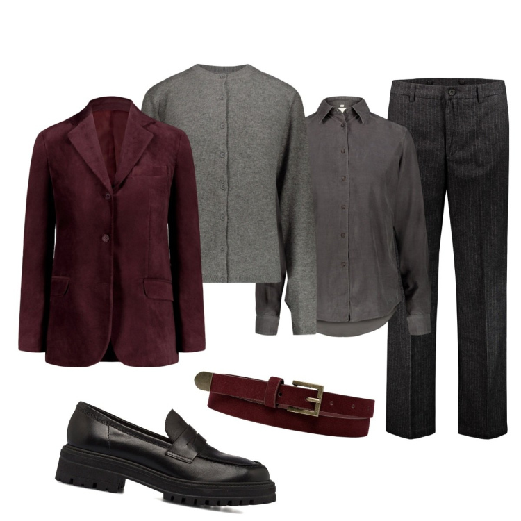 Outfit donna - Tomorrow. Stile Mannish per Tutti i giorni. Abbinamento con mocassini, cinture, blazer, pantaloni, cardigans, camicie.