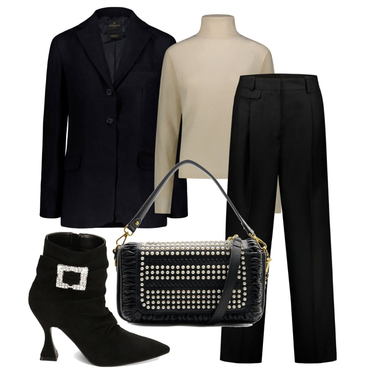 Outfit donna - Ghost outfitter - ottobre. Stile Trendy per Tutti i giorni. Abbinamento con stivaletti, pantaloni, pullovers, blazer, borse a spalla.