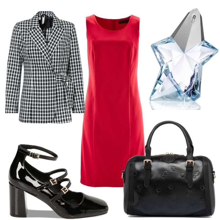 Outfit donna - Total look #1751332. Stile Trendy per Tutti i giorni. Abbinamento con vestiti a tubino, blazer, profumi, décolleté, borse a mano.