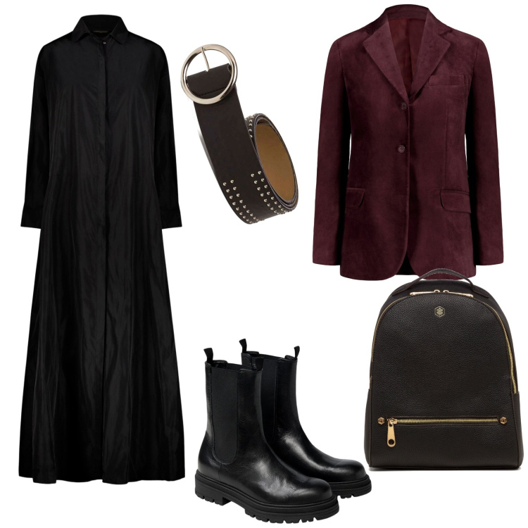 Outfit donna - Capi in stile mannish. Stile Mannish per Serata fuori. Abbinamento con zaini, cinture, vestiti, stivaletti chelsea, blazer.