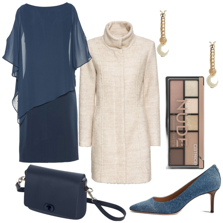 Outfit donna - Battesimo in autunno. Stile Bon Ton per Cerimonia. Abbinamento con vestiti a tubino, cappotti, ombretti, décolleté, orecchini, borse a spalla.