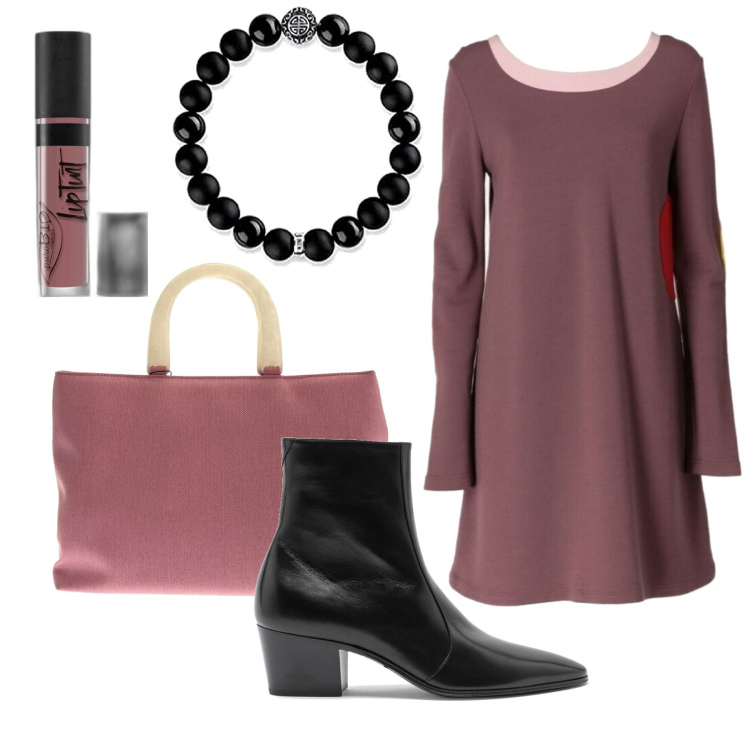 Outfit donna - Total look #1751766. Stile Basic per Ufficio. Abbinamento con vestiti midi/longuette, borse a mano, rossetti, braccialetti, stivali.
