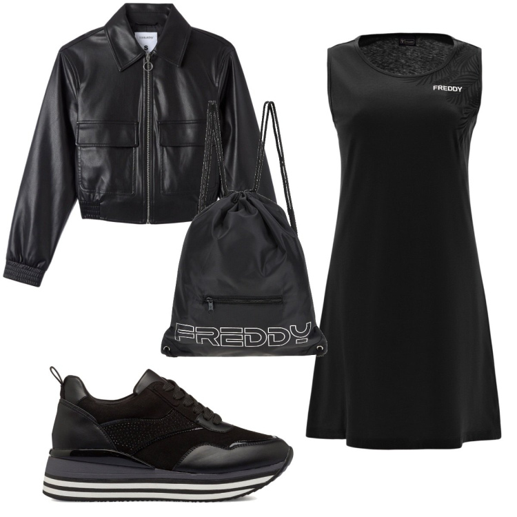 Outfit donna - Total look #1751805. Stile Basic per Tutti i giorni. Abbinamento con bomber, zaini, vestiti senza maniche, sneakers.
