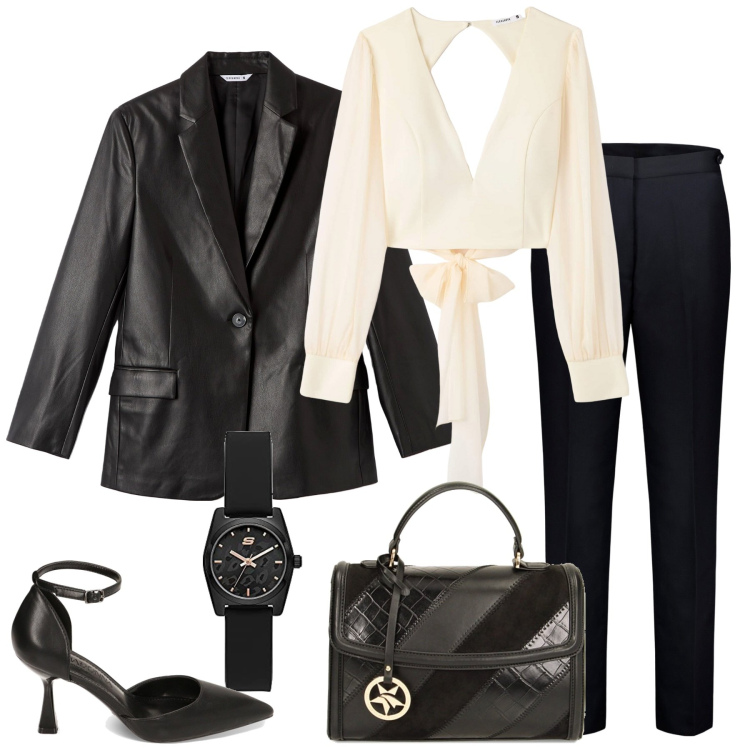 Outfit donna - Accessori primadonna. Stile Chic per Tutti i giorni. Abbinamento con bluse, blazer, décolleté, borse a mano, pantaloni, orologi.