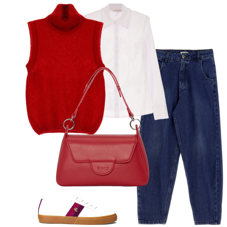 Outfit donna - O bag. Stile Casual per Tutti i giorni. Abbinamento con camicie, maglieria, jeans, sneakers, borse a spalla.