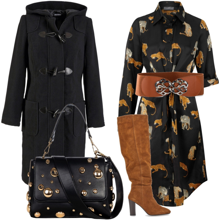 Outfit donna - Lo stivale comodo diventa super chic. Stile Casual chic per Tutti i giorni. Abbinamento con cinture, vestiti chemisier, montgomery, borse a spalla, stivali.