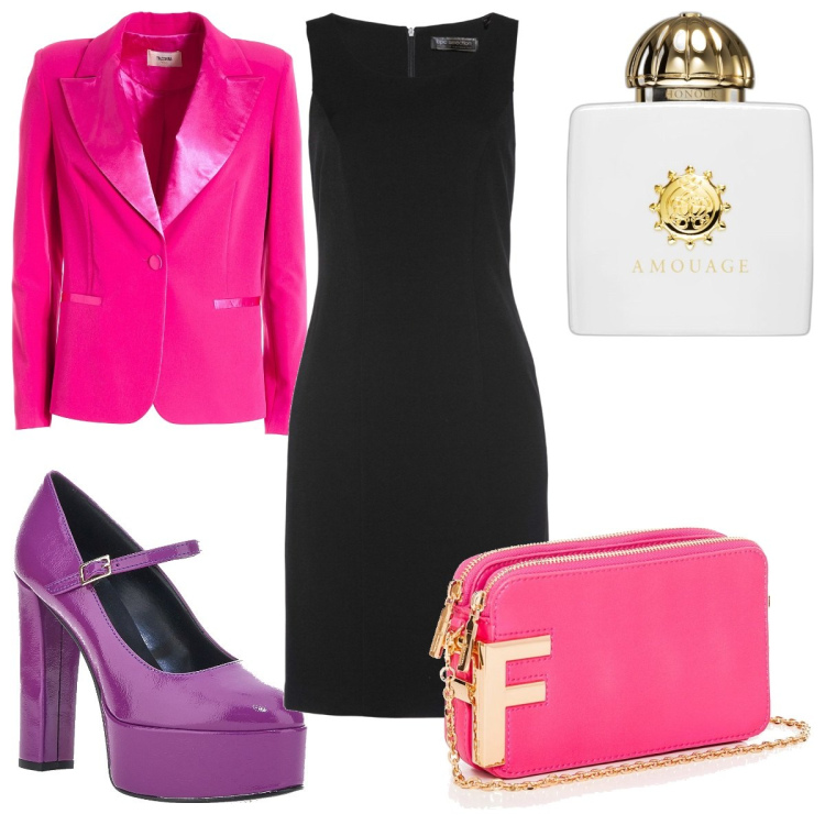 Outfit donna - Total look #1752322. Stile Trendy per Serata fuori. Abbinamento con vestiti a tubino, profumi, pochette, blazer, décolleté.