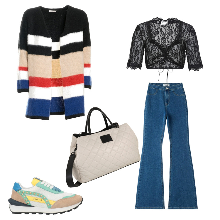 Outfit donna - Comoda tutto il giorno. Stile Casual chic per Tutti i giorni. Abbinamento con sneakers alte, camicie, jeggings, cardigans, borse a mano.