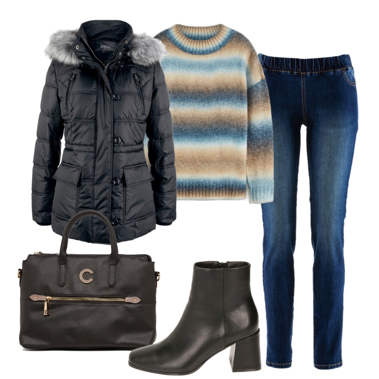 Outfit donna - Total look #1752517. Stile Basic per Tutti i giorni. Abbinamento con treggings, giacche, maglieria, stivaletti, borse a mano.