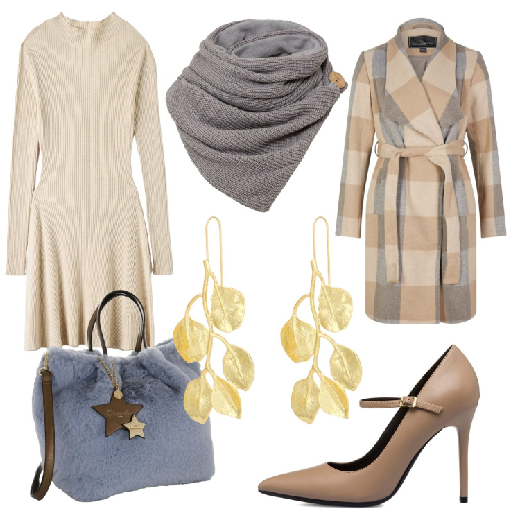 Outfit donna - Total look #1752642. Stile Bon Ton per Scuola/Università. Abbinamento con foulard, cappotti, vestiti midi/longuette, orecchini, décolleté, borse a mano.