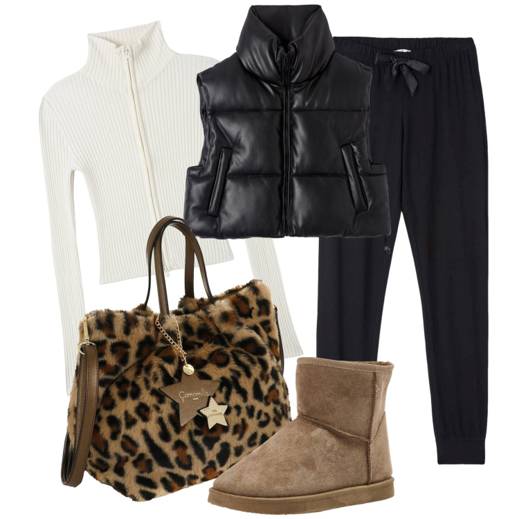 Outfit donna - Comfy bag. Stile Casual per Tutti i giorni. Abbinamento con pantaloni, stivaletti, maglieria, piumini, borse a mano.