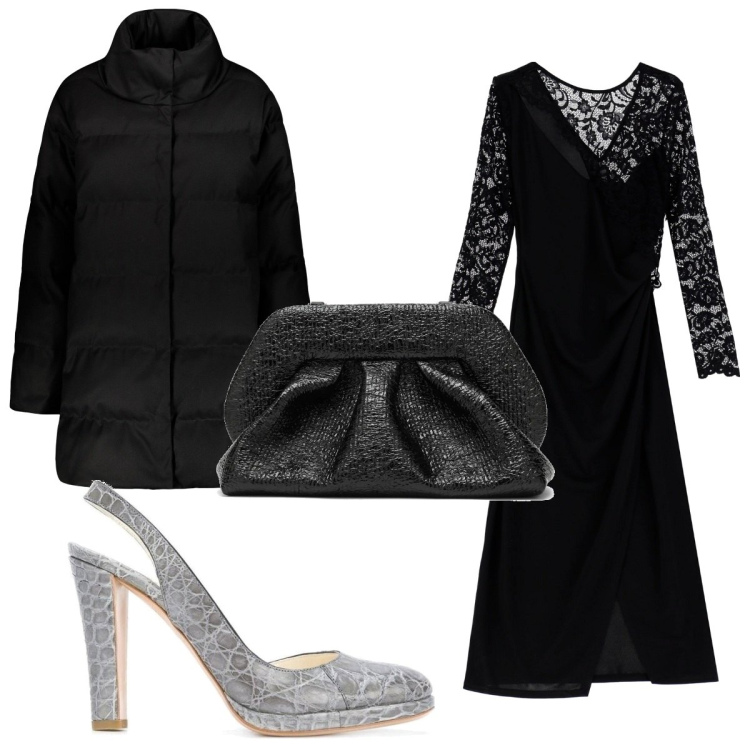 Outfit donna - Total look #1753086. Stile Trendy per Serata fuori. Abbinamento con décolleté, vestiti midi/longuette, cappotti, clutch.
