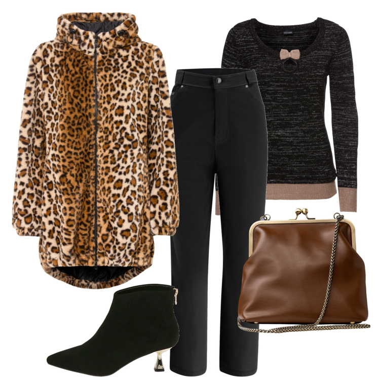 Outfit donna - Total look #1753123. Stile Casual chic per Tutti i giorni. Abbinamento con maglieria, ecopellicce, pantaloni capri, stivaletti, clutch.