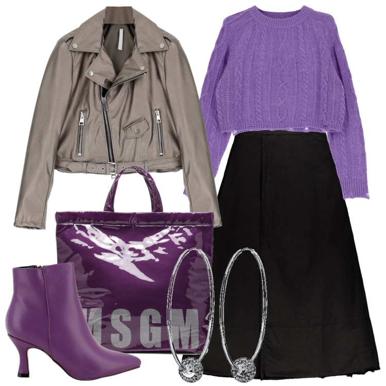 Outfit donna - La ville. Stile Chic per Serata fuori. Abbinamento con maglieria, cappotti, stivaletti, gonne lunghe, borse tote, orecchini.