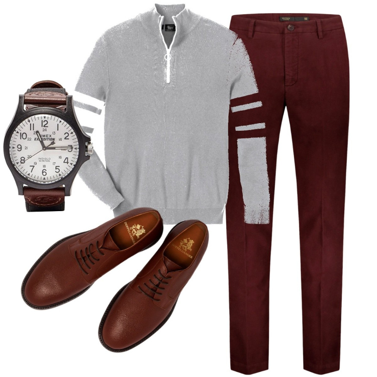 Outfit uomo - Total look #1753496. Stile Casual per Ufficio. Abbinamento con t-shirt sportive, pantaloni, orologi, scarpe stringate.