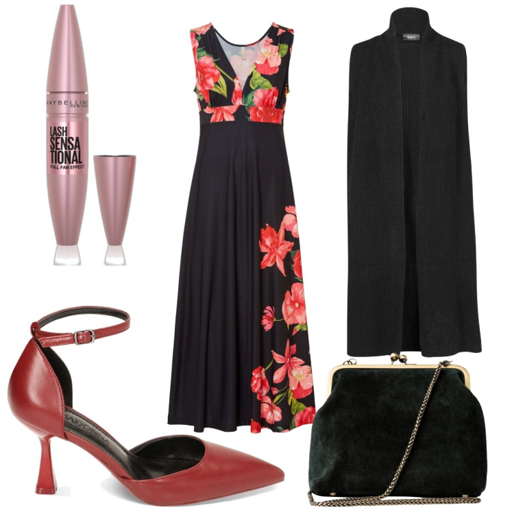 Outfit donna - Total look #1753836. Stile Trendy per Serata fuori. Abbinamento con maglieria, vestiti lunghi, mascara, décolleté, clutch.