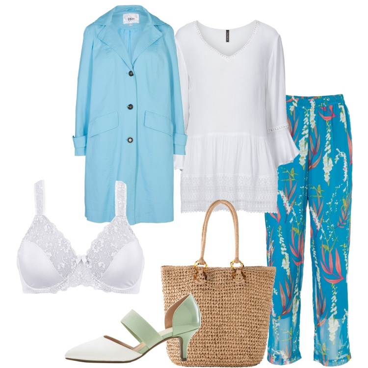 Outfit donna - Total look #1754122. Stile Casual per Tutti i giorni. Abbinamento con reggiseni, pantaloni, tute, cappotti, décolleté, shopping bag.