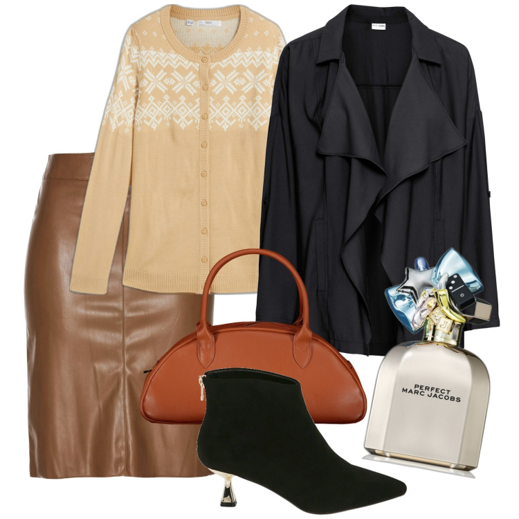 Outfit donna - La giacca particolare. Stile Chic per Tutti i giorni. Abbinamento con gonne longuette, vestiti, cardigans, profumi, stivaletti, borse a spalla.