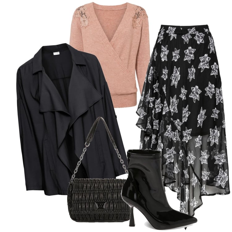 Outfit donna - Volant e rouches. Stile Bon Ton per Tutti i giorni. Abbinamento con maglieria, gonne, vestiti, stivaletti, borse a spalla.