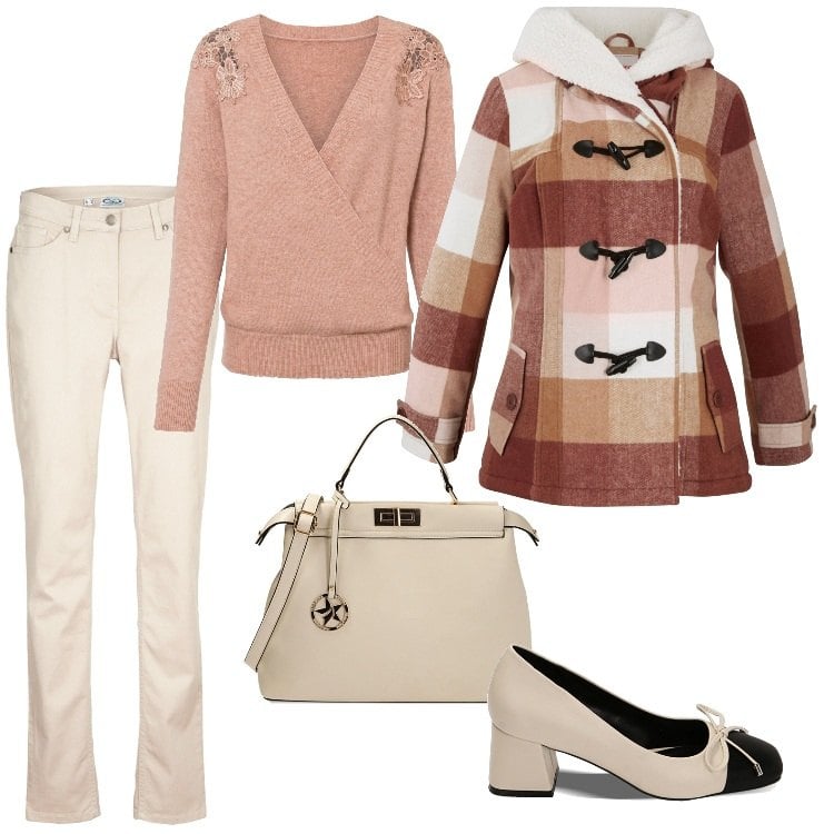 Outfit donna - Total look #1754334-Novembre. Stile Casual chic per Ufficio. Abbinamento con maglieria, cappotti, pantaloni, décolleté, borse a mano.