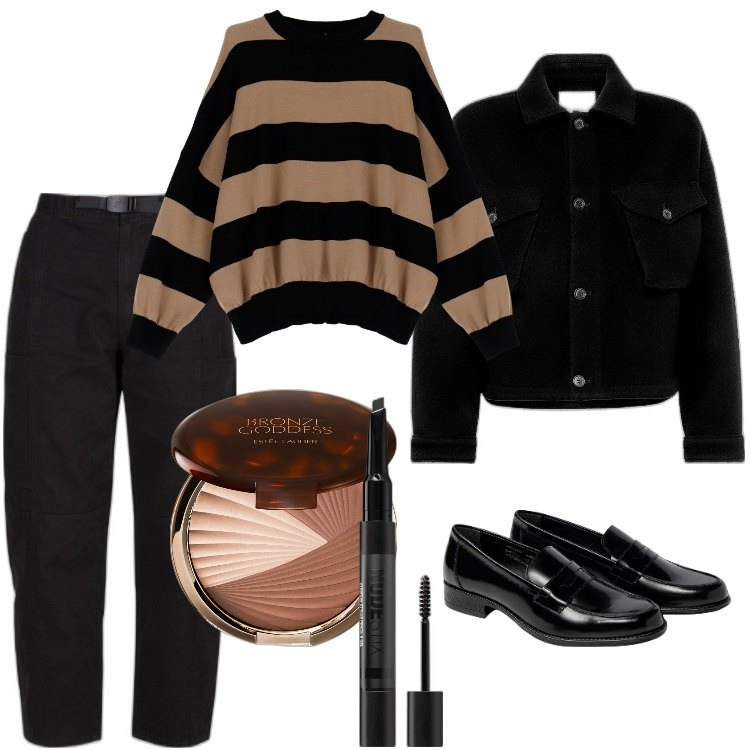 Outfit donna - Total look #1754360- ottobre. Stile Mannish per Ufficio. Abbinamento con mascara, terre, maglieria, pantaloni, giacche, mocassini.