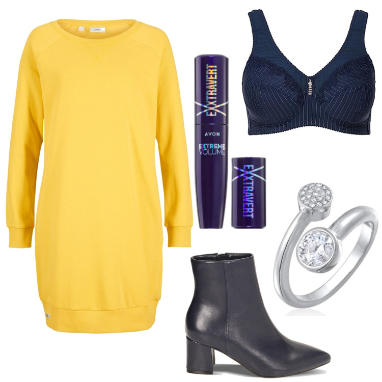 Outfit donna - Total look #1754393. Stile Basic per Tutti i giorni. Abbinamento con vestiti, mascara, stivaletti, anelli, reggiseni.