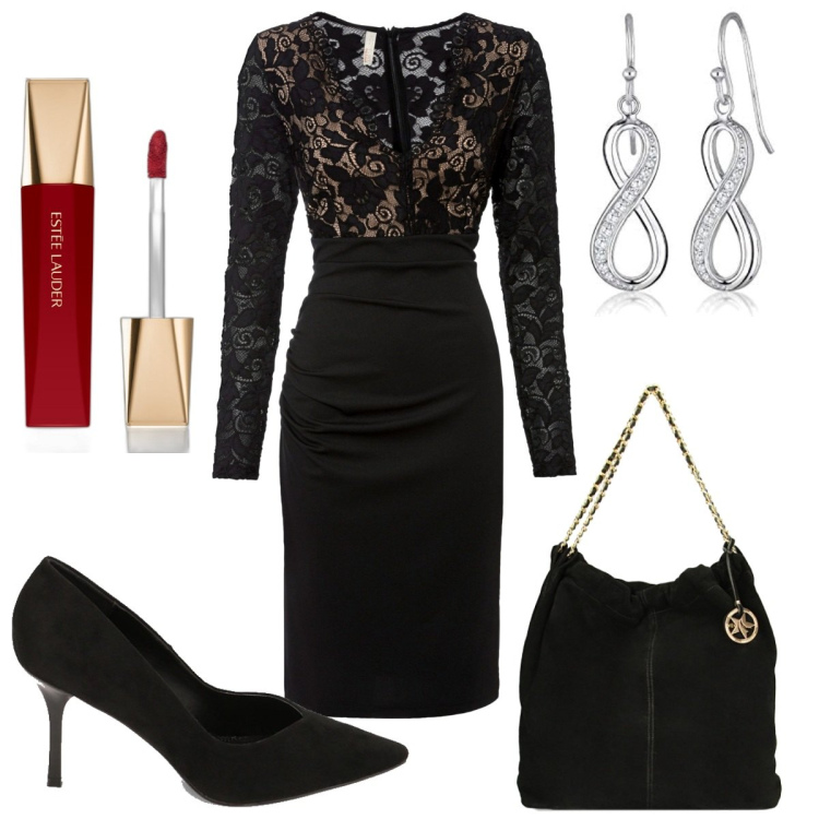 Outfit donna - Regalati un sogno, un vestito splendido. Stile Sexy per Cerimonia. Abbinamento con vestiti, rossetti, borse a spalla, décolleté, orecchini.