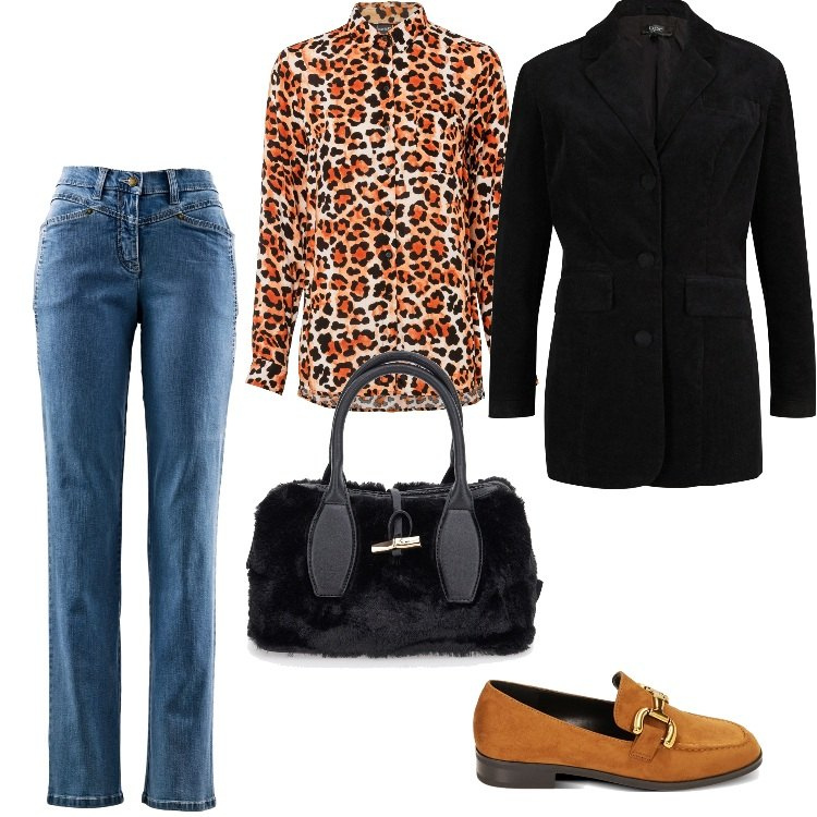 Outfit donna - Il Jeans Sobrio - Novembre. Stile Urban per Ufficio. Abbinamento con camicie, pantaloni, blazer, mocassini, borse a mano.