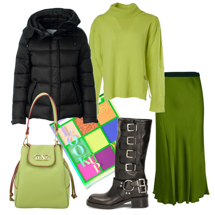 Outfit donna - Stivale rock per un novembre piovoso. Stile Rock per Tutti i giorni. Abbinamento con ombretti, stivaletti, borse a secchiello, maglieria, giacche, gonne.