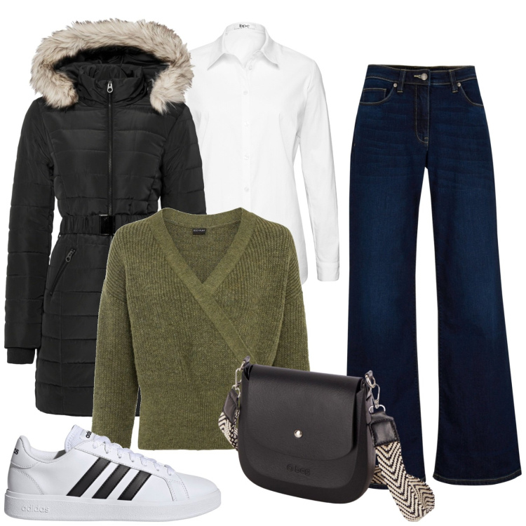 Outfit donna - Basic. Stile Basic per Tutti i giorni. Abbinamento con maglieria, jeans, giacche, camicie, borse a spalla, sneakers.