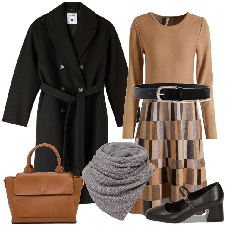 Outfit donna - In maglia. Stile Casual chic per Tutti i giorni. Abbinamento con vestiti, cinture, foulard, cappotti, décolleté, borse a mano.