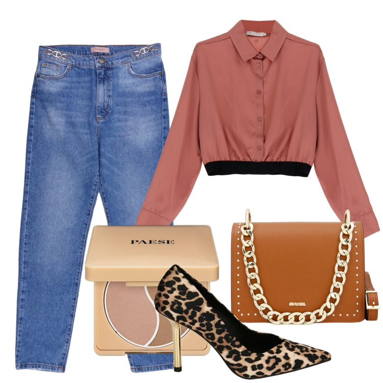 Outfit donna - Total look #1755563. Stile Sexy per Serata fuori. Abbinamento con terre, camicie, pochette, décolleté, jeans.