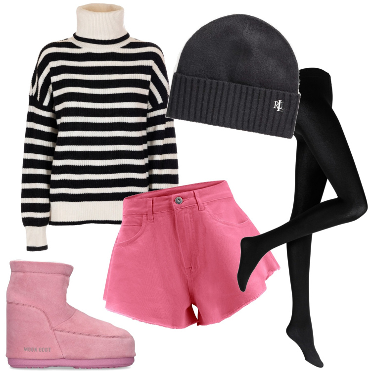 Outfit donna - I collant pesanti. Stile Casual per Tutti i giorni. Abbinamento con collant, maglieria, shorts, berretti, stivali.