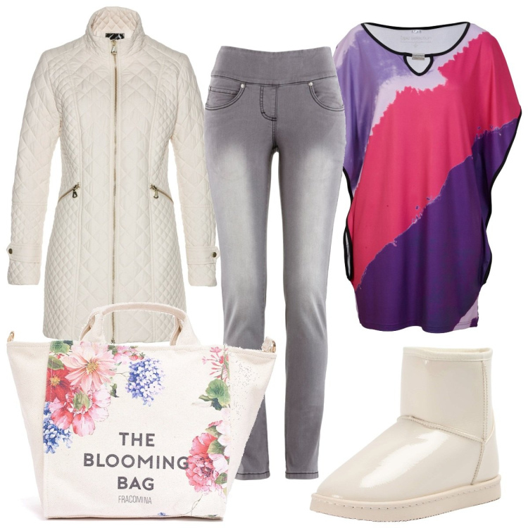 Outfit donna - Jeans e ... camicia trendy. Stile Trendy per Tutti i giorni. Abbinamento con jeans slim fit, blazer, tuniche, stivaletti, borse tote.