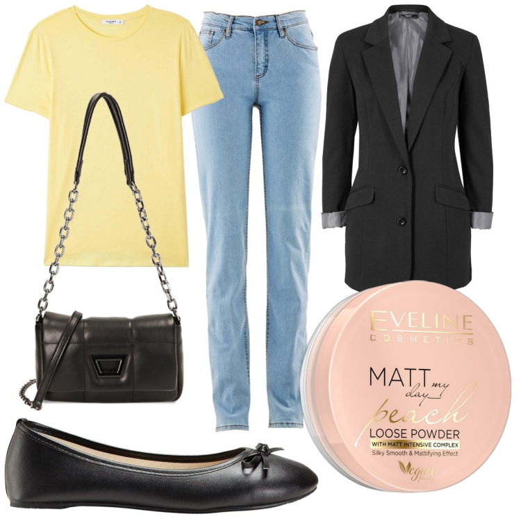 Outfit donna - Pretty girl. Stile Minimal per Tutti i giorni. Abbinamento con ballerine, giacche, jeans mom, ciprie, t-shirt, borse a tracolla.