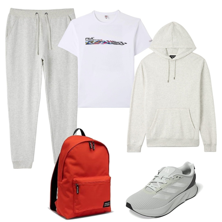 Outfit uomo - Look da palestra. Stile Urban per Sport. Abbinamento con t-shirt, felpe con cappuccio, pantaloni, borse sportive, scarpe sportive.