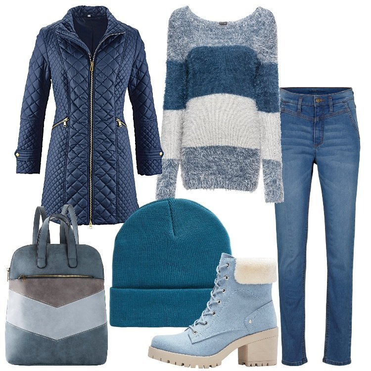 Outfit donna - Il pullover del cuore Donna Curvy. Stile Casual per Tutti i giorni. Abbinamento con blazer, maglieria, stivaletti, jeans skinny, zaini, berretti.